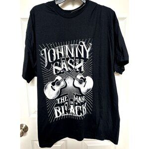 NEW Johnny Cash The Man in Black Short Sleeve 100% Cotton Black T-Shirt  2XL
